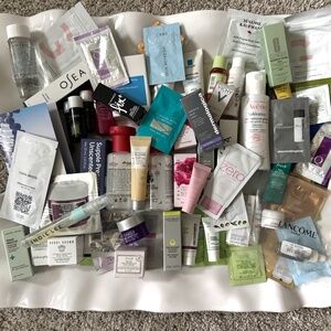 New 80 pc Beauty Box Designer Skincare Travel Samples Lancome, Mac, Osea, DHC